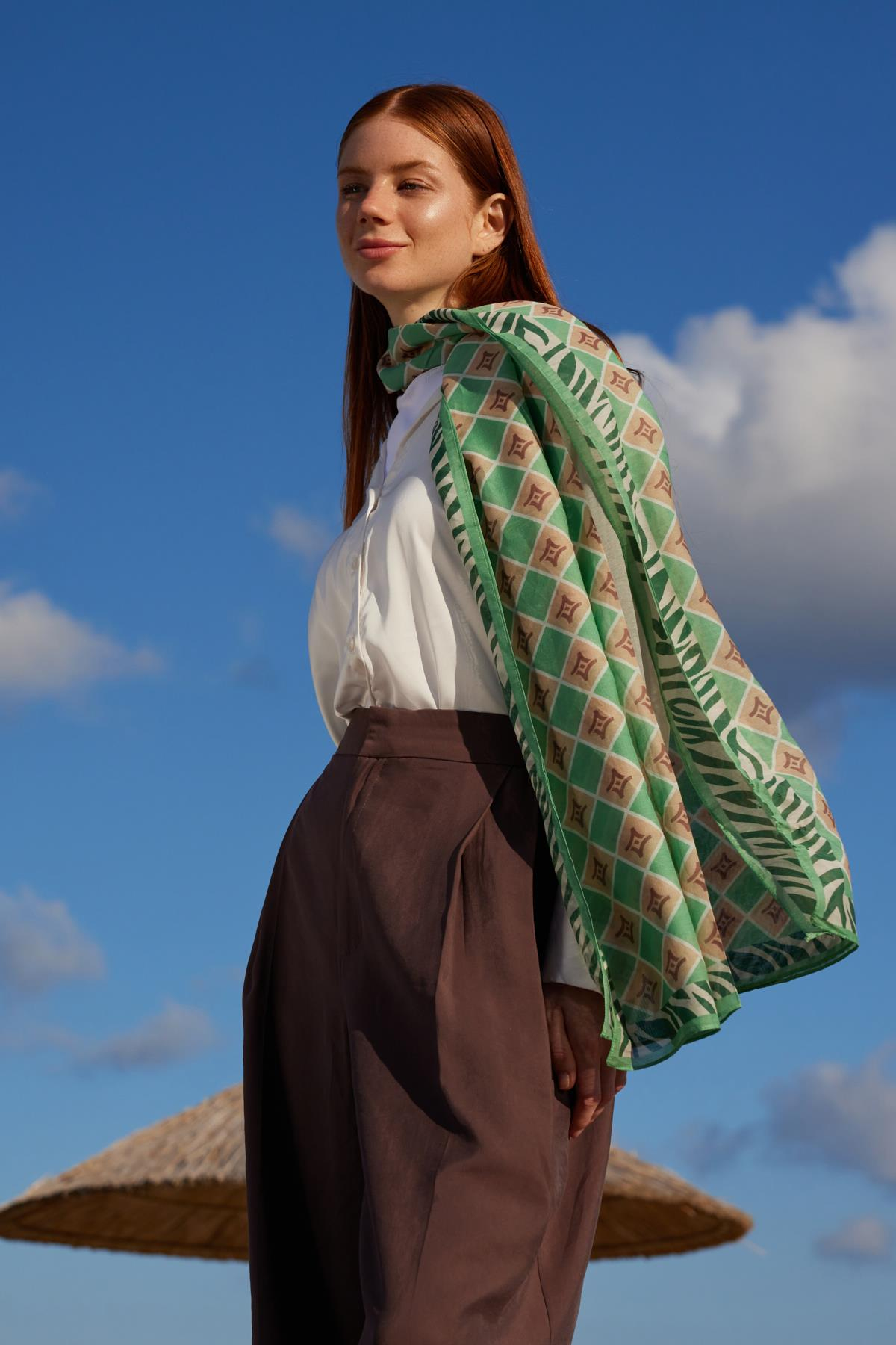 FENZA safir logo mint yeşili şal